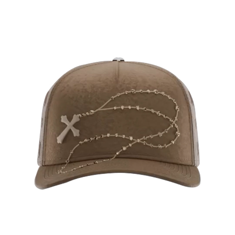 Gorra Brillante de Cadena Larga - Marrón