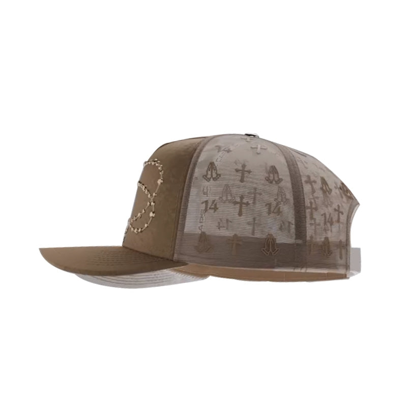 Gorra Brillante de Cadena Larga - Marrón