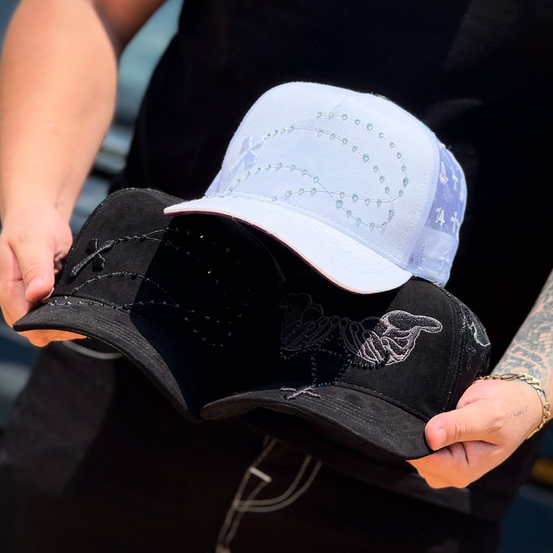 Gorra Brillante de Cadena Larga - Marrón