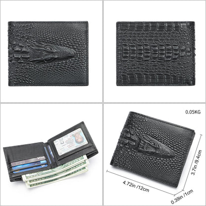 Crocodile Print Men's Leather Business Wallet