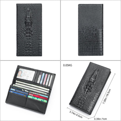 Crocodile Print Men's Leather Business Wallet