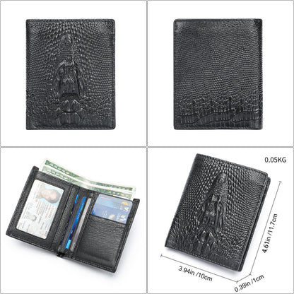 Crocodile Print Men's Leather Business Wallet