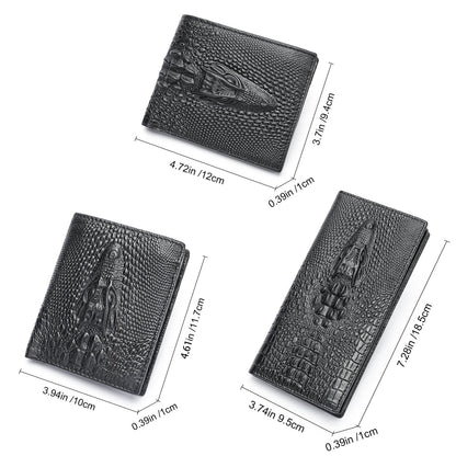 Crocodile Print Men's Leather Business Wallet