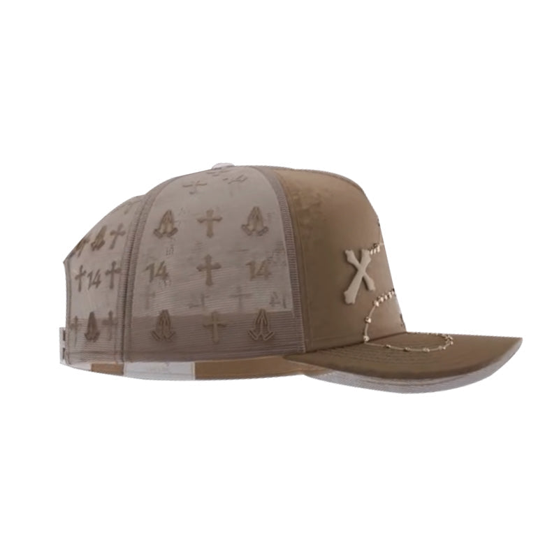 Gorra Brillante de Cadena Larga - Marrón